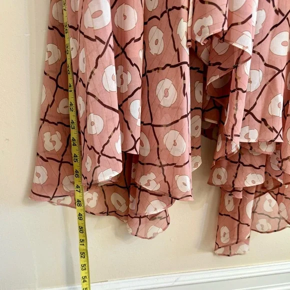 Revolve ALEXIS VENLA PINK MEDALLION HANDKERCHIEF HEM MIDI BOHO DRESS S - Picture 11 of 15